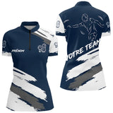 Polo Pétanque Joueur Marine - Design Sport Personnalisé - Polo Zippé Femme