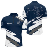 Polo Pétanque Joueur Marine - Design Sport Personnalisé - Polo Zippé Homme