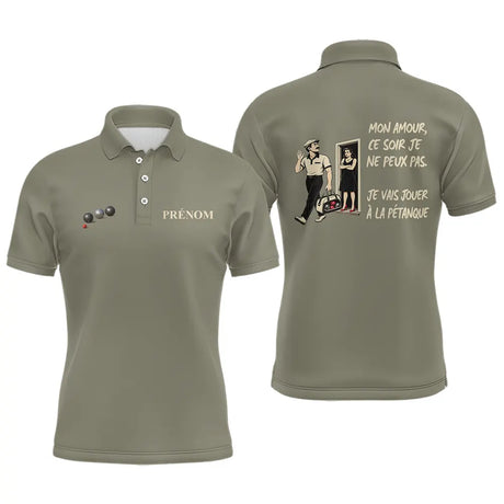 Polo Pétanque Kaki Personnalisé Humour - Homme Femme - Polo Homme