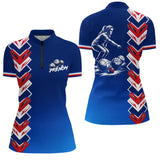 Polo Pétanque La France- Bleu Tricolore Homme Femme - Polo Zippé Femme