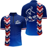 Polo Pétanque La France- Bleu Tricolore Homme Femme - Polo Zippé Homme