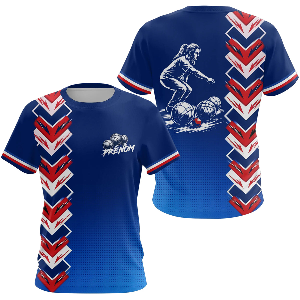 Polo Pétanque La France- Bleu Tricolore Homme Femme - T-Shirt Femme