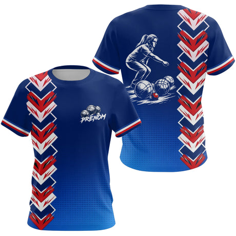 Polo Pétanque La France- Bleu Tricolore Homme Femme - T-Shirt Femme