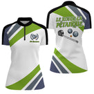 Polo Pétanque Le Roi Vert et Blanc - Personnalisé & Unique Boules - Polo Zippé Femme