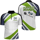Polo Pétanque Le Roi Vert et Blanc - Personnalisé & Unique Boules - Polo Zippé Homme