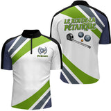 Polo Pétanque Le Roi Vert et Blanc - Personnalisé & Unique Boules - Polo Zippé Homme