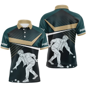 Polo Pétanque Maître Noir Vert - Joueur Vintage Homme Femme - Polo Homme