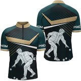 Polo Pétanque Maître Noir Vert - Joueur Vintage Homme Femme - Polo Zippé Homme
