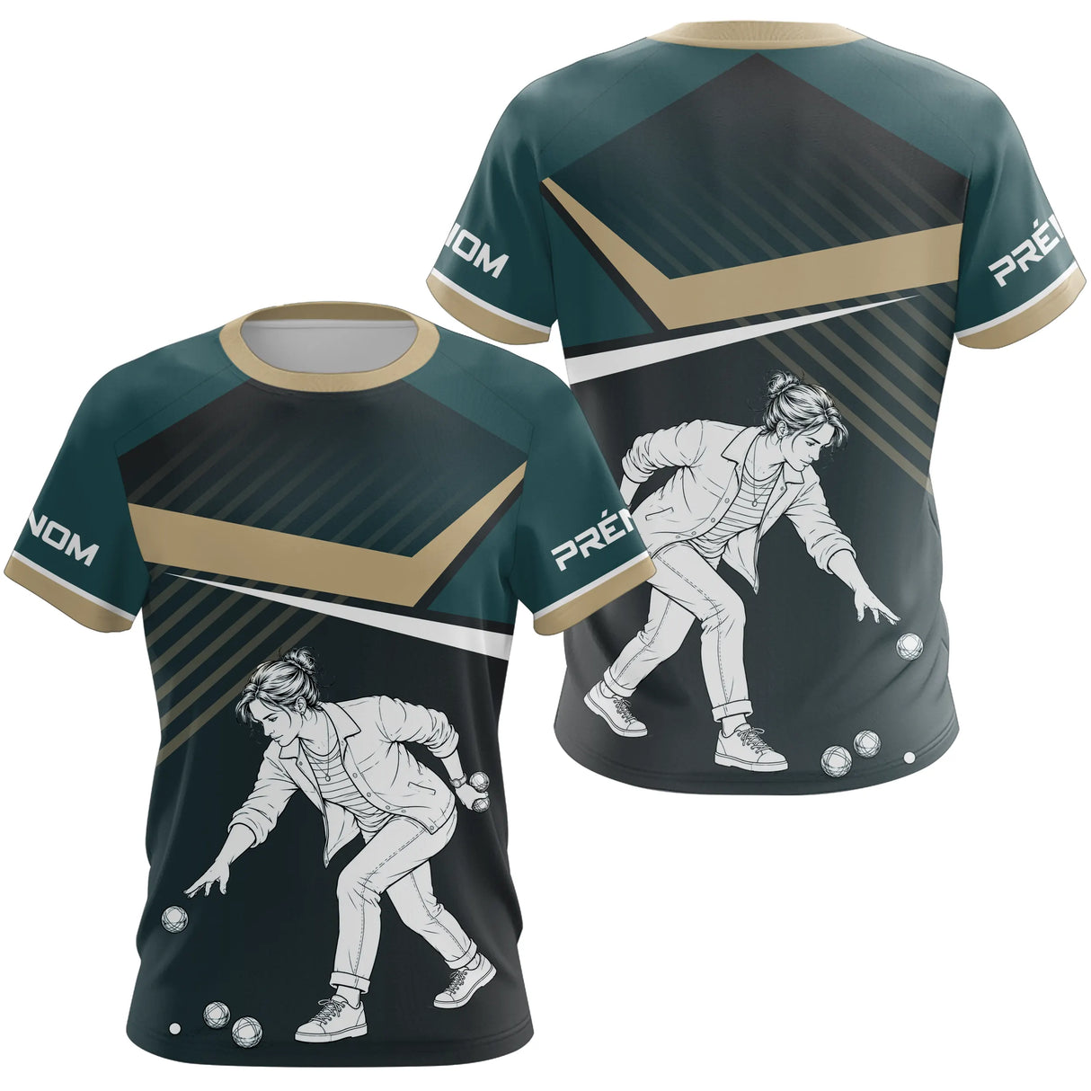 Polo Pétanque Maître Noir Vert - Joueur Vintage Homme Femme - T-Shirt Femme