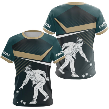 Polo Pétanque Maître Noir Vert - Joueur Vintage Homme Femme - T-Shirt Femme