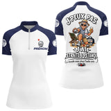 Polo Pétanque Marine & Blanc - Humour Retraite Personnalisé - Polo Zippé Femme