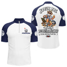 Polo Pétanque Marine & Blanc - Humour Retraite Personnalisé - Polo Zippé Homme