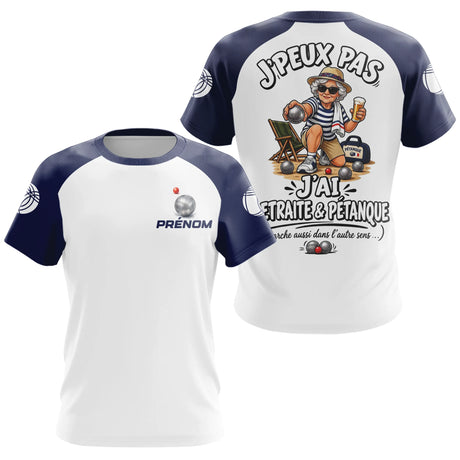 Polo Pétanque Marine & Blanc - Humour Retraite Personnalisé - T-Shirt Femme