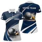 Polo Pétanque Marine & Blanc Personnalisable - Équipe & Prénom - Polo Femme