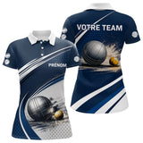 Polo Pétanque Marine & Blanc Personnalisable - Équipe & Prénom - Polo Femme