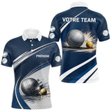Polo Pétanque Marine & Blanc Personnalisable - Équipe & Prénom - Polo Homme