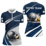 Polo Pétanque Marine & Blanc Personnalisable - Équipe & Prénom - Polo Zippé Femme
