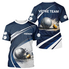 Polo Pétanque Marine & Blanc Personnalisable - Équipe & Prénom - T-Shirt Homme