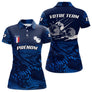 Polo Pétanque Marine Bleu - Personnalisé France Tricolore - Polo Femme