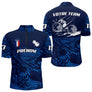 Polo Pétanque Marine Bleu - Personnalisé France Tricolore - Polo Zippé Homme