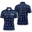 Polo Pétanque Marine Rose Personnalisé - Ruban Joueur Boules - Polo Homme
