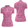 Polo Pétanque Marine Rose Personnalisé - Ruban Joueur Boules - Polo Zippé Femme