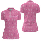 Polo Pétanque Marine Rose Personnalisé - Ruban Joueur Boules - Polo Zippé Femme