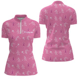 Polo Pétanque Marine Rose Personnalisé - Ruban Joueur Boules - Polo Zippé Femme