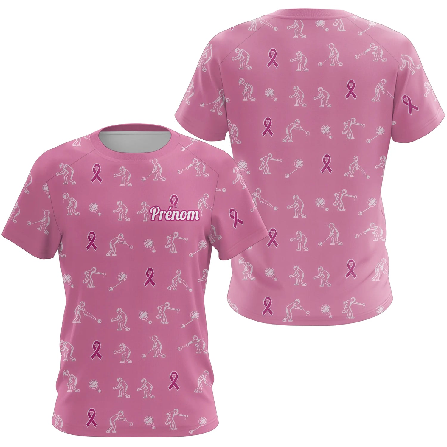 Polo Pétanque Marine Rose Personnalisé - Ruban Joueur Boules - T-Shirt Femme