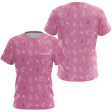 Polo Pétanque Marine Rose Personnalisé - Ruban Joueur Boules - T-Shirt Femme