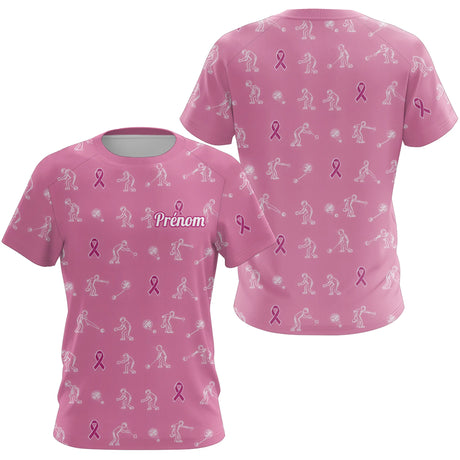Polo Pétanque Marine Rose Personnalisé - Ruban Joueur Boules - T-Shirt Femme