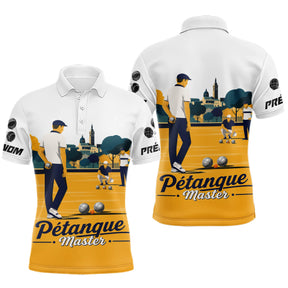 Polo Pétanque Master Personnalisé - Jaune Blanc Boulodrome - Polo Homme