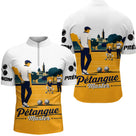 Polo Pétanque Master Personnalisé - Jaune Blanc Boulodrome - Polo Zippé Homme