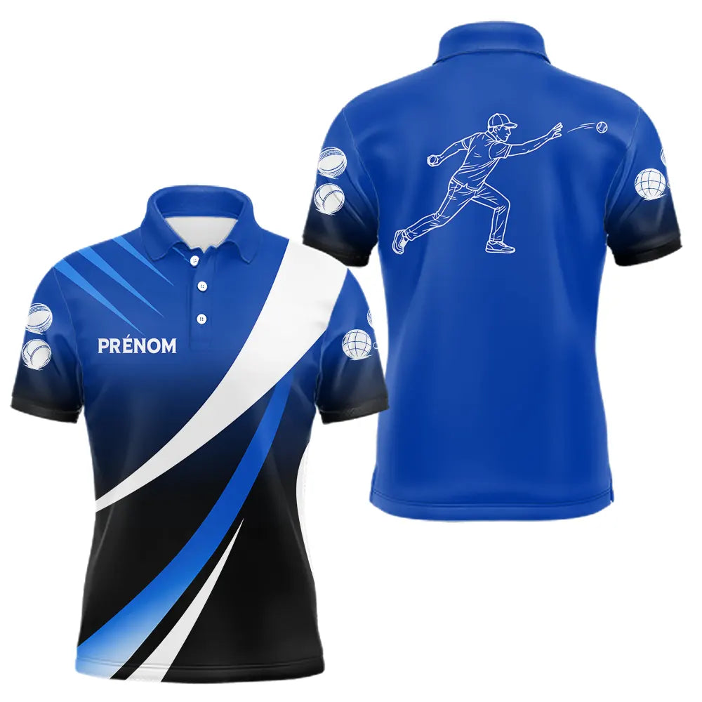 Polo Pétanque Moderne Bleu - Élégance & Performance Prénom - Polo Homme