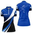 Polo Pétanque Moderne Bleu - Élégance & Performance Prénom - Polo Zippé Femme