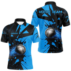 Polo Pétanque Moderne Noir Bleu – Boule Dynamique - Polo Homme