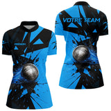 Polo Pétanque Moderne Noir Bleu – Boule Dynamique - Polo Zippé Femme