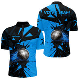 Polo Pétanque Moderne Noir Bleu – Boule Dynamique - Polo Zippé Homme