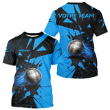Polo Pétanque Moderne Noir Bleu – Boule Dynamique - T-Shirt Homme