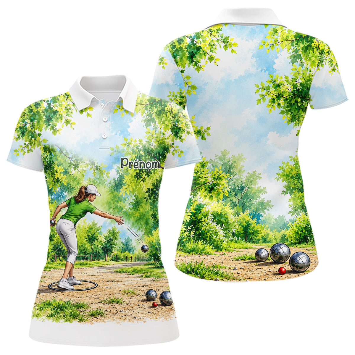Polo Pétanque & Nature Homme Femme - Ciel Vert Personnalisé - Polo Femme