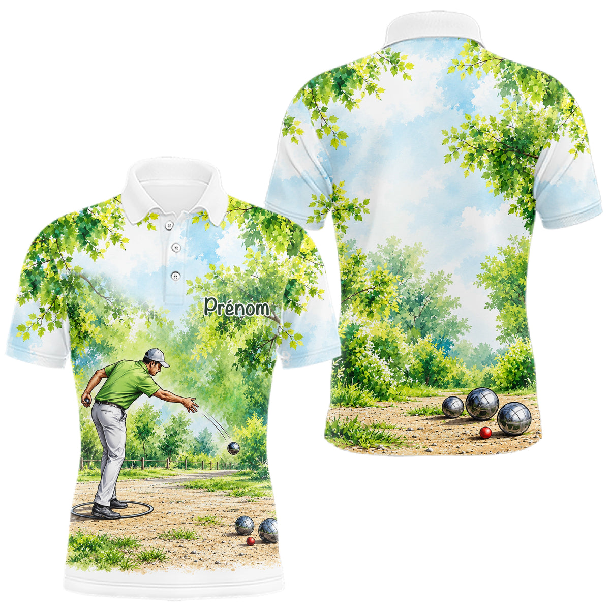 Polo Pétanque & Nature Homme Femme - Ciel Vert Personnalisé - Polo Homme