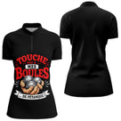 Polo Pétanque Noir - Touche Pas à Mes Boules - Polo Zippé Femme