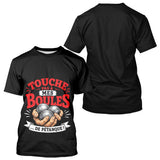 Polo Pétanque Noir - Touche Pas à Mes Boules - T-Shirt Homme