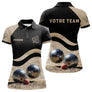 Polo Pétanque Noir Beige - Design Sportif Boules - Polo Femme