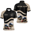 Polo Pétanque Noir Beige - Design Sportif Boules - Polo Homme