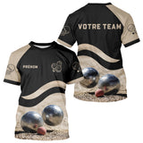 Polo Pétanque Noir Beige - Design Sportif Boules - T-Shirt Homme