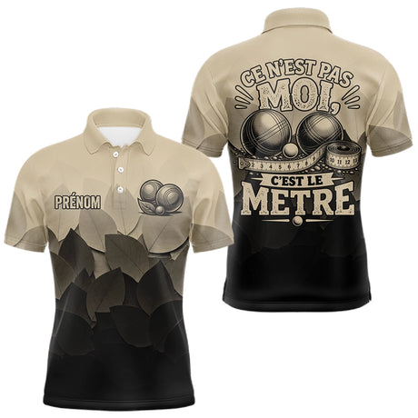 Polo Pétanque Noir Beige Drôle Personnalisé - Accessoire Tournoi - Polo Homme