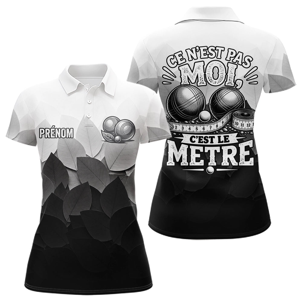 Polo Pétanque Noir Blanc Drôle Personnalisé - Accessoire Tournoi - Polo Femme