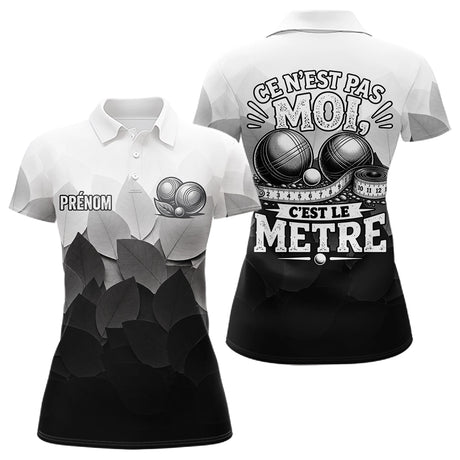 Polo Pétanque Noir Blanc Drôle Personnalisé - Accessoire Tournoi - Polo Femme