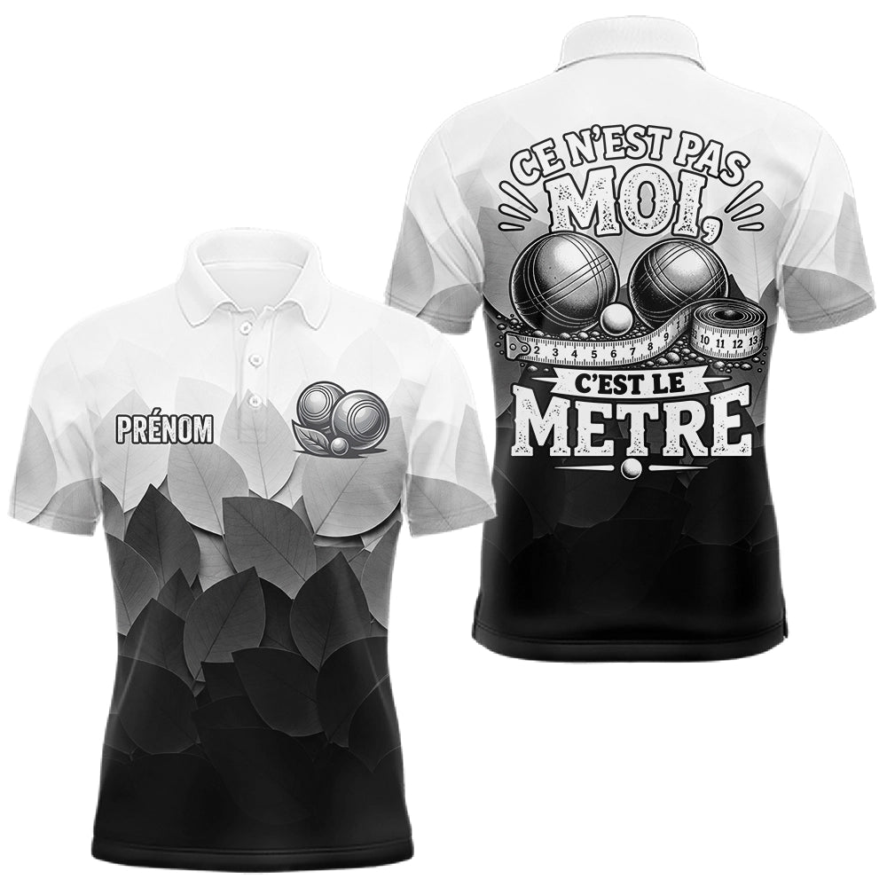 Polo Pétanque Noir Blanc Drôle Personnalisé - Accessoire Tournoi - Polo Homme